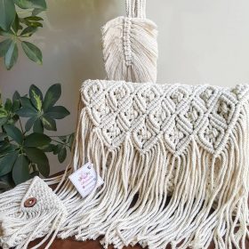 کیف دوشی مکرومه بافی