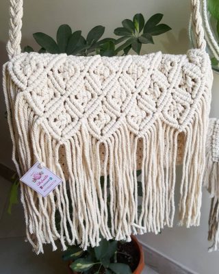 کیف دوشی مکرومه بافی